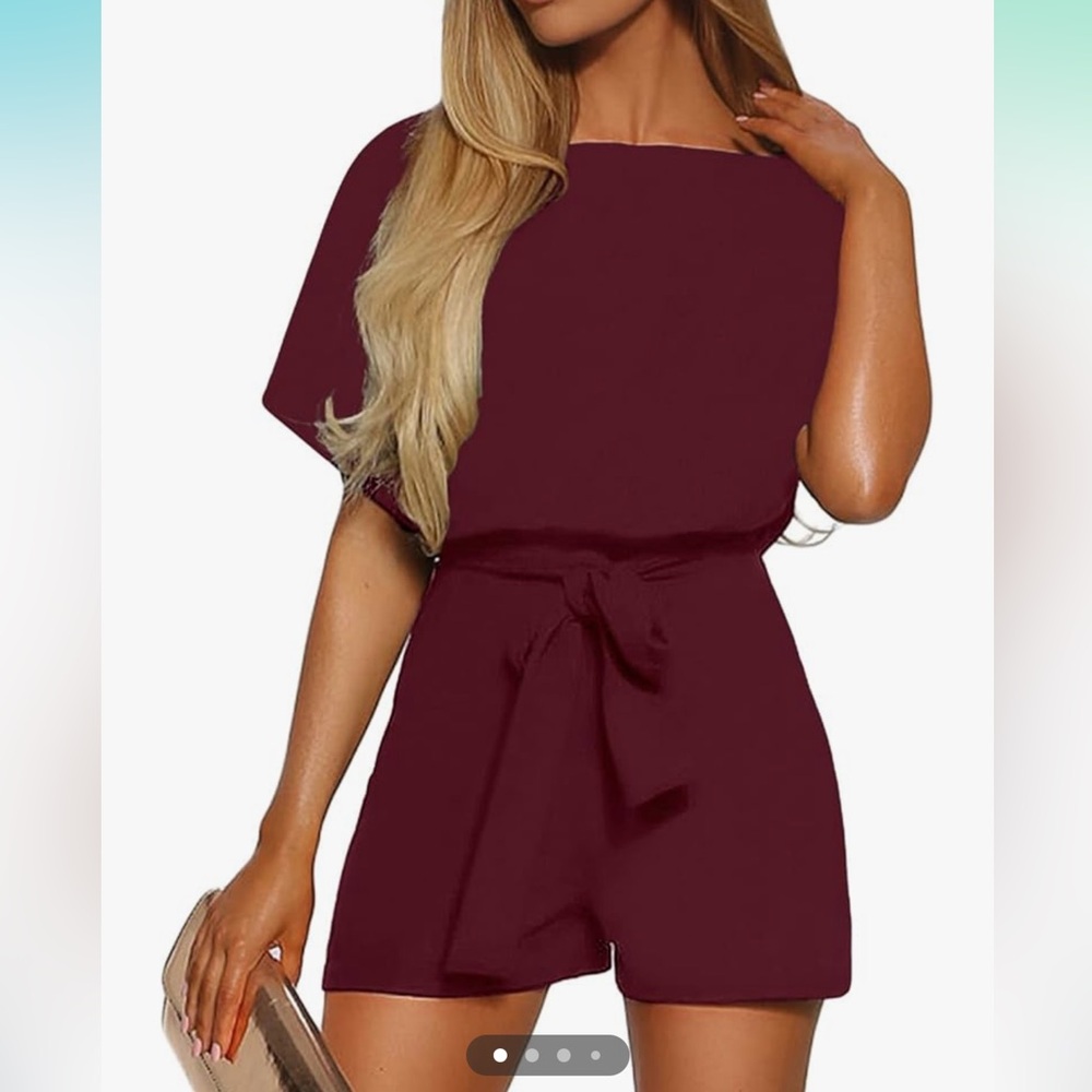 Size XL - Burgundy Belted Romper